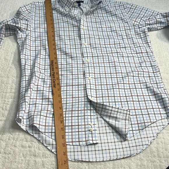Lands End windowpane plaid tailored fit long sleeve collared button down 15.5 32 - Picture 8 of 8